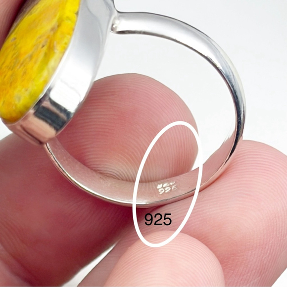 Sterling Silver 925 Bumble Bee Bumblebee Jasper Ring Size 8 Southwest New - Picture 10 of 12